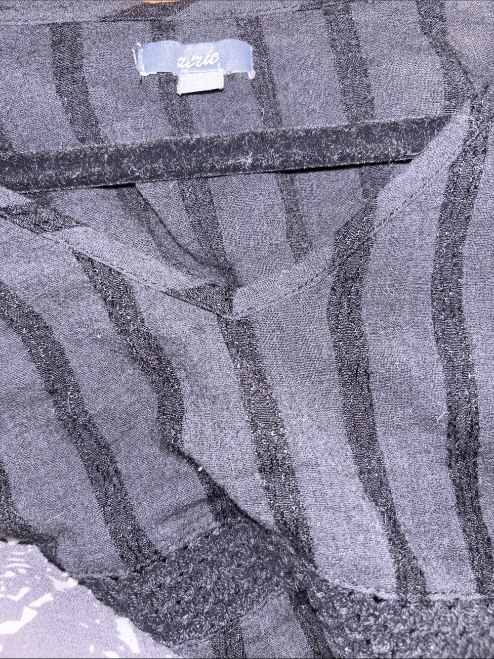 aerie Black poncho style Sheer Striped Swim Coverup - Picture 5 of 5